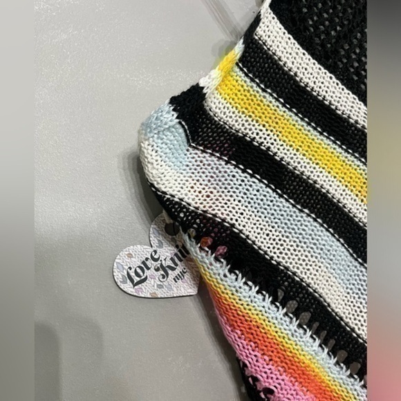 3/$30 _ LOVE KNITS | NWT  π·οΈ crochet knit halter top summer square stripe S - Picture 3 of 5